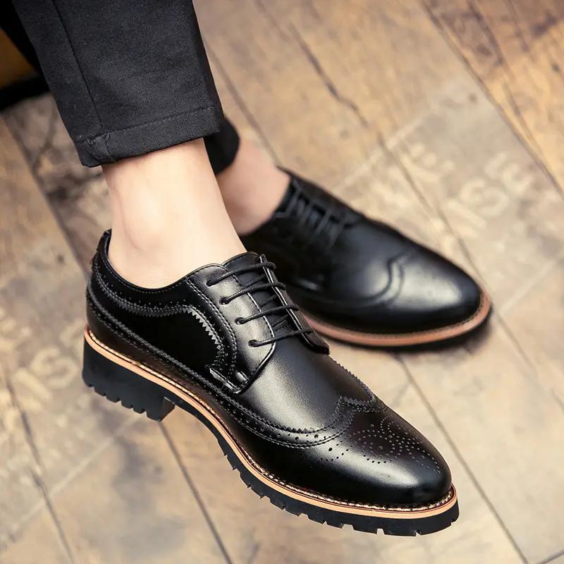 British Men's Leather Shoes Derbies Business Casual Shoes Brogue