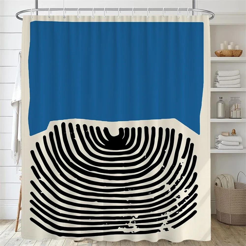 Badezimmer Nordische Abstrakte Malerei Duschvorhang Mittelalterliche Minimalistische Kunst Polyester Stoff Duschvorhang 180 * 180cm Mit Haken