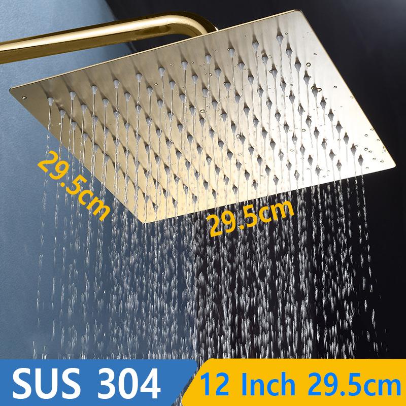 

Rushed Golden Shower Head Bathroom Sus 304 Stainless Steel Rainfall Rain Wall Mounted 8 /10 /12 Shower Head Faucet Accessories