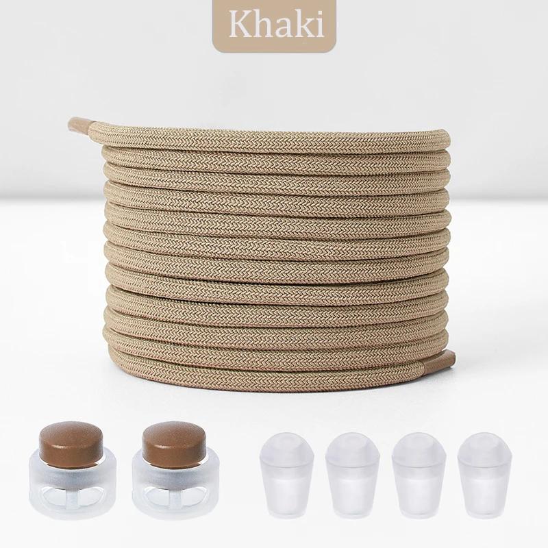 

Новые эластичные круглые шнурки без завязывания для кроссовок, шнурки с пружинным фиксатором, быстрозавязывающиеся шнурки для обуви для детей и взрослых хаки