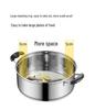 Thickened Stainless Steel Dual-Layer Steamer Pot, 28cm-40cm - Versatile for Steaming Buns, Fish, and Soup, Compatible with Induction Cookers.