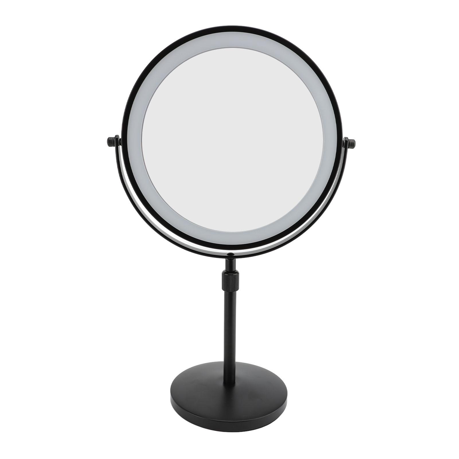 

Зеркало для макияжа с подсветкой, 22 см, регулируемая высота, двухстороннее увеличительное зеркало для туалетного столика с 3-цветной светодиодной подсветкой 10X чёрный