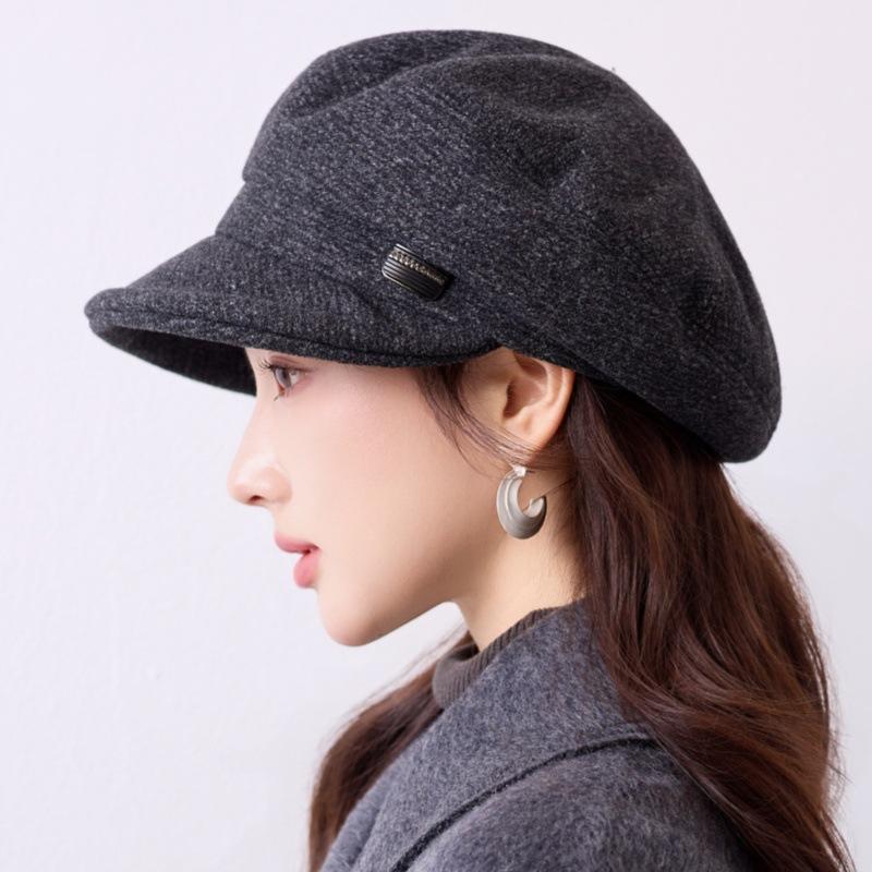 Damen S Herbst Winter Vintage Newsboy Baseballkappe Große Gesichtsformende Mütze