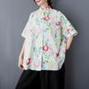 short sleeve oversized  Vintage floral shirts & blouses for blouse Casual loose summer tops women button up shirt