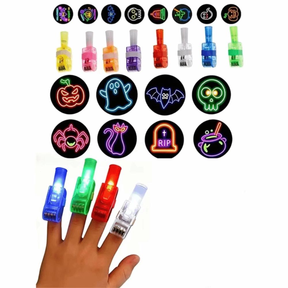 12 Piece Random Pattern Colors Festive LED Light-Up Finger Lights Projection Finger Lights Wall