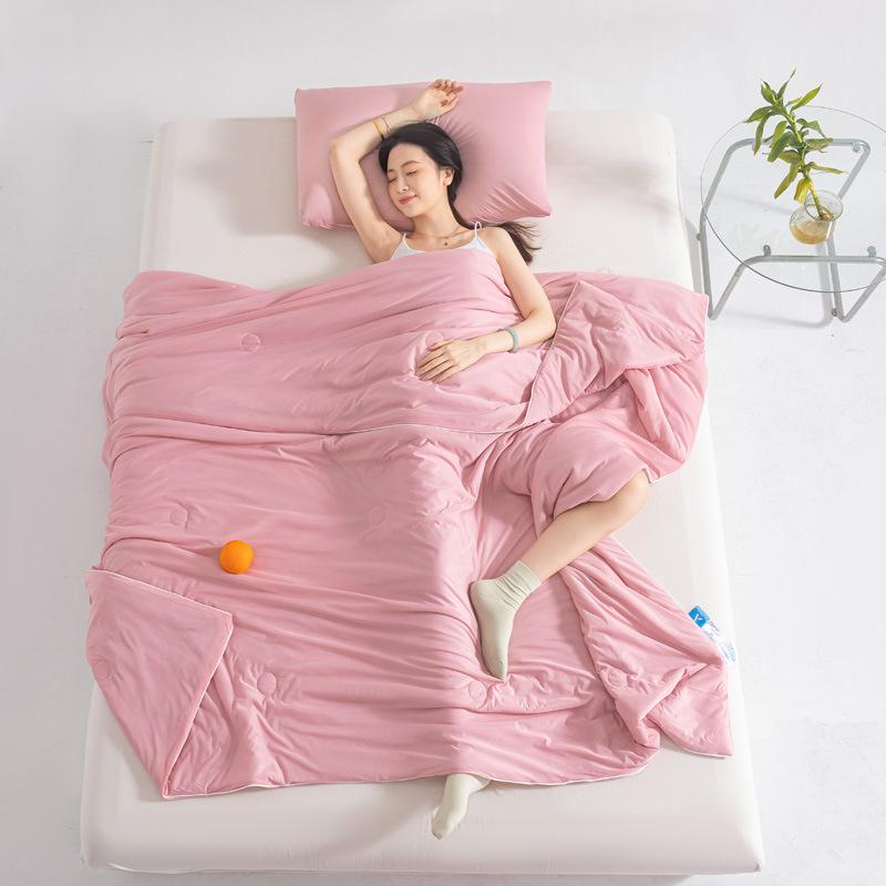 

Однокомпонентное летнее одеяло из ледяного шелка, замороженное кондиционерное тонкое одеяло, студенческое общежитие, одеяло для машинной стирки 150x200cm розовый