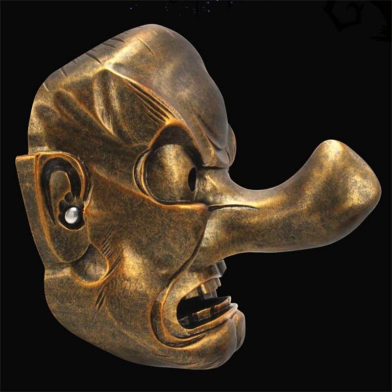 Exquisite Long-nosed Tengu Mask In Silver Copper And Red For Halloween And Cosplay
