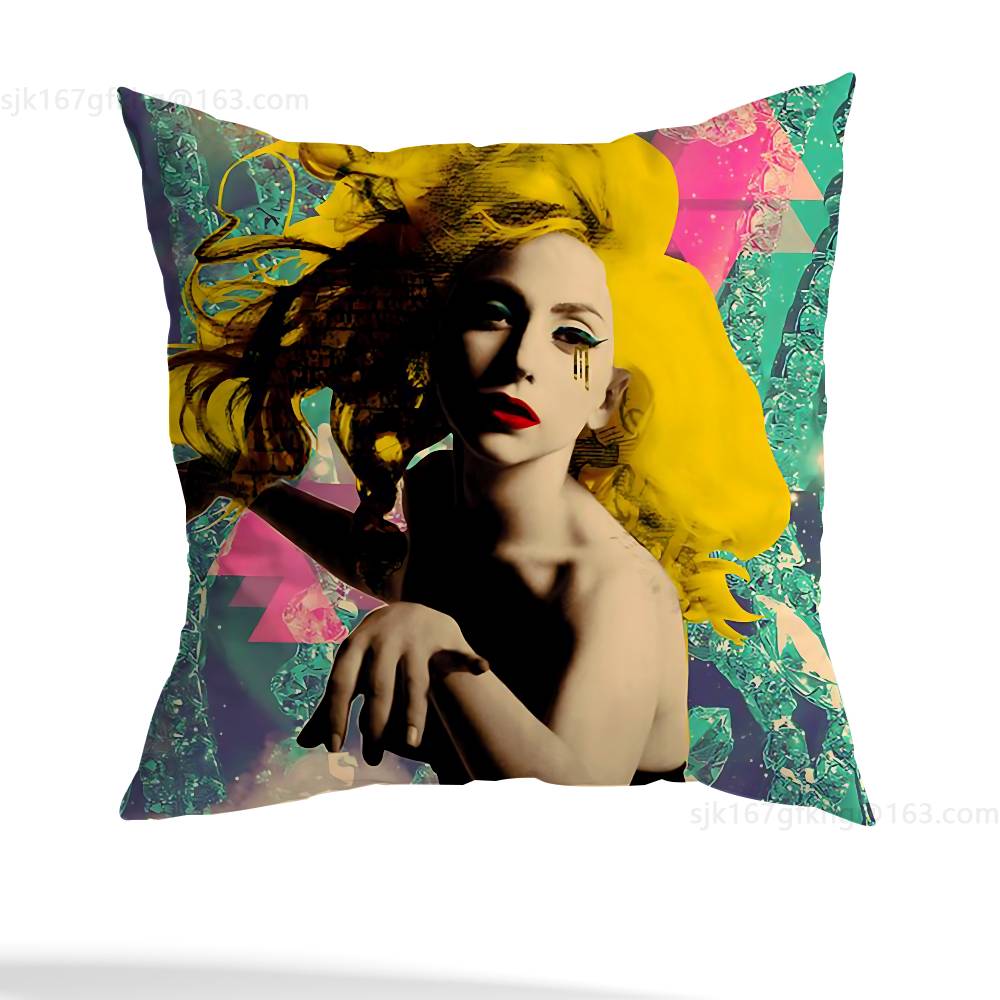 Singer L-Lady Gaga Pillow Case Anti-dustmite Pillowcase Invisible zipper silky short plush Sofa cushion cover