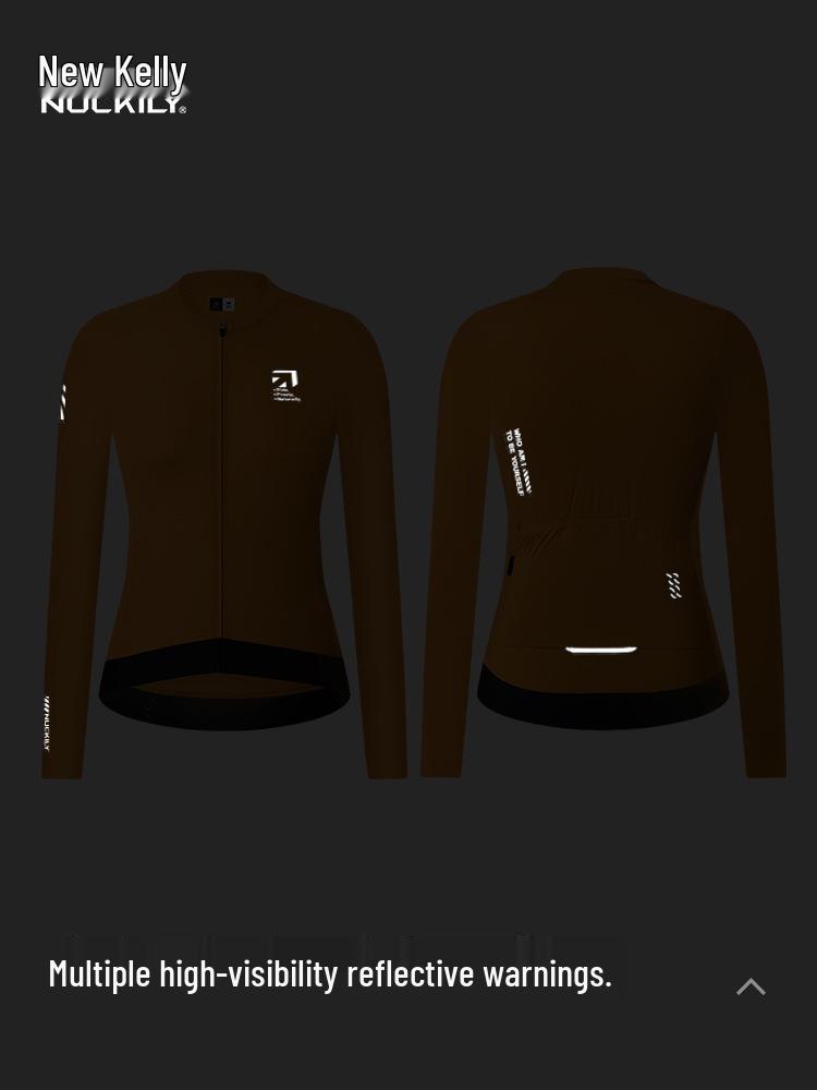 NUCKILY Women's Long Sleeve Cycling Jersey - Breathable, Sweat-Wicking, Tight-Fit Road Bike Top for Spring and Autumn.