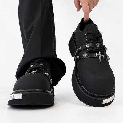 Men's Women Thick-soled Big-head Retro Derby Shoes Fashion High Quality Leather Shoes Rivet Metal Decoration Men Women Sneakers