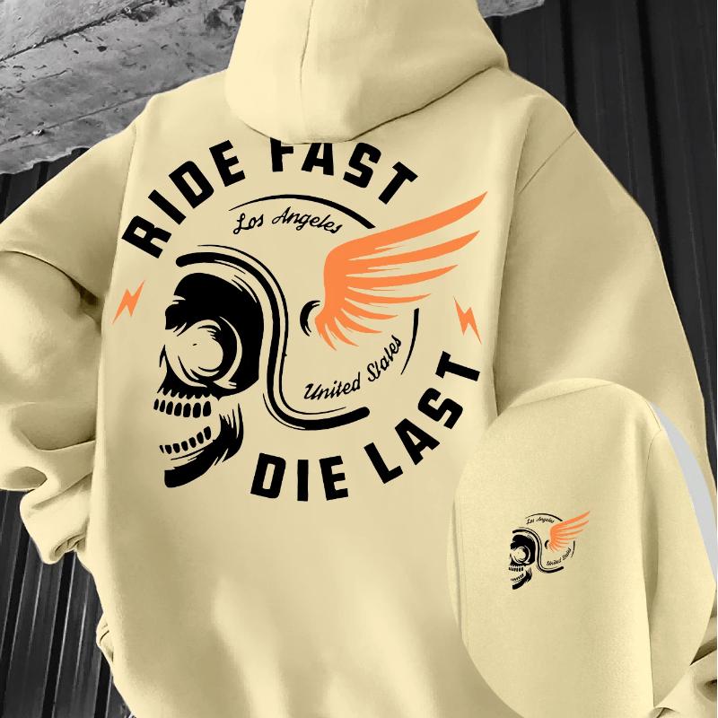 Happy Riding Letter Pattern Print Men'S Outdoor Clothing, Suitable for Outdoor, Travel Hoodies