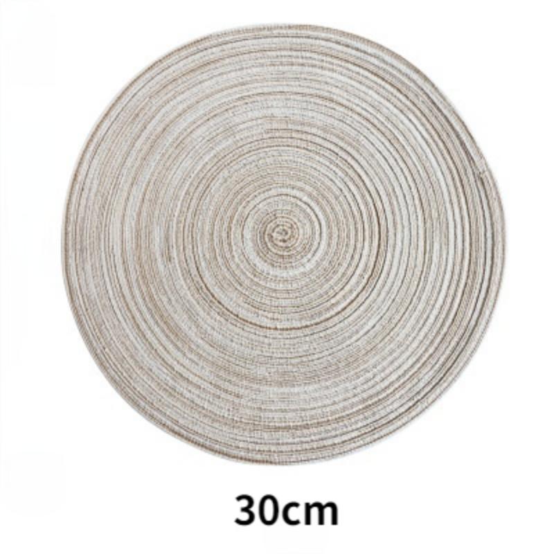 Round Table Mat Woven Ramie Placemats Anti Slip Dining Table Mats Non-Slip Tableware Bowl Pads Kitchen Drink Cup Coasters