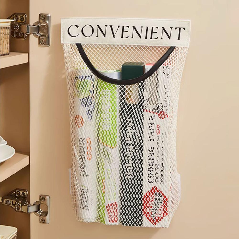 1-3PCS Wall-Mounted Large-Capacity Hanging Mesh Storage Bag Kitchen Garbage Bag Organizer Net Kitchen Storage Tool