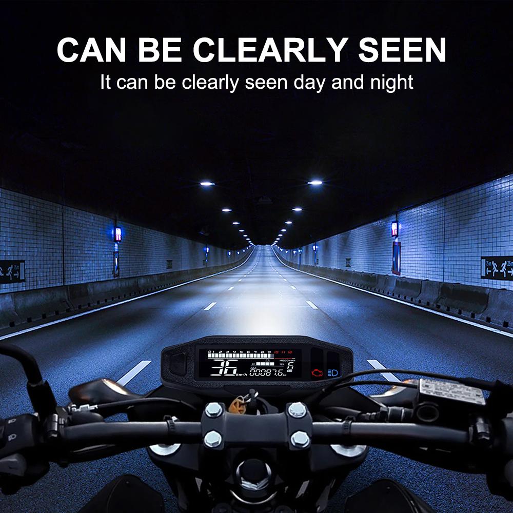Motorcycle Speedometer Moto Dashboard Oil Gauge Tachometer Universal Dashboard Instrument Panel Meter LCD Display Y Bracket