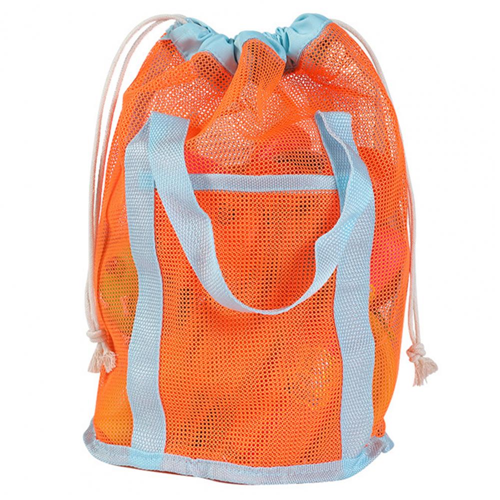 Portable Beach Bag Hollow Mesh Quick Dry Beach Tote Foldable Mesh Swimming Bag For Children Beach Toy Baskets Storage Bag