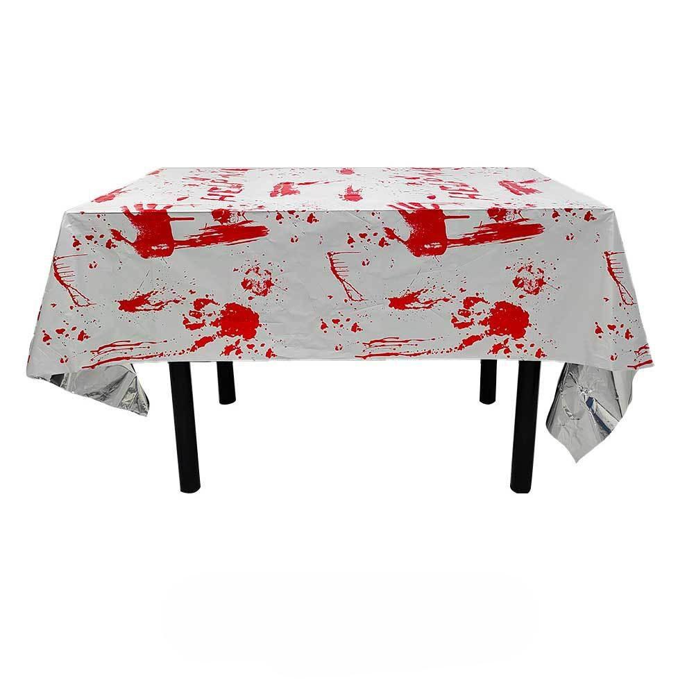 

Halloween Table Cover, Spooky Red 1pc Halloween Plastic Table Cover (54in*108in/137cm*274cm) | Bloody Hands Design