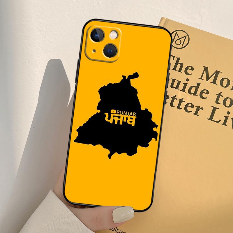 Punjab Map Outline Phone Case For iPhone 16 15 14 Pro Max Plus 12 11 13 Pro Max 12 Mini 13 Mini Cover