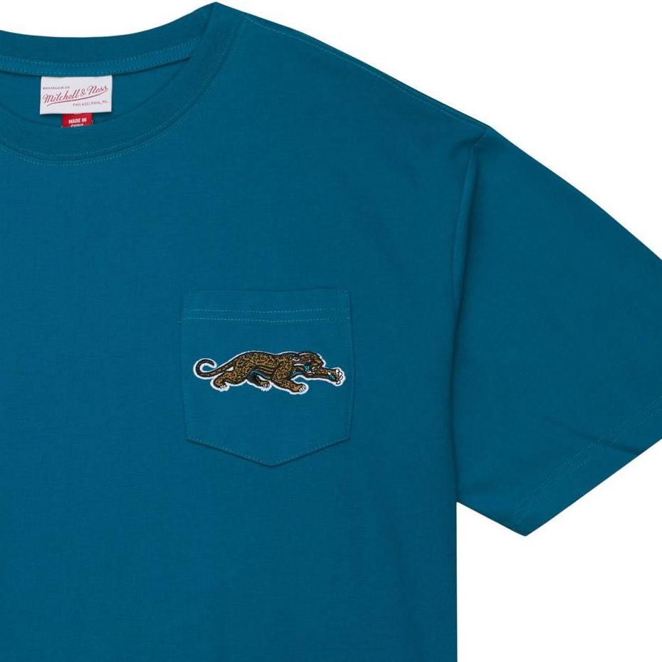 Mitchell Ness T-Shirts Men's Blue Crew Neck Moderate Straight Fit TCRW6277-JJAYYPPPTEAL