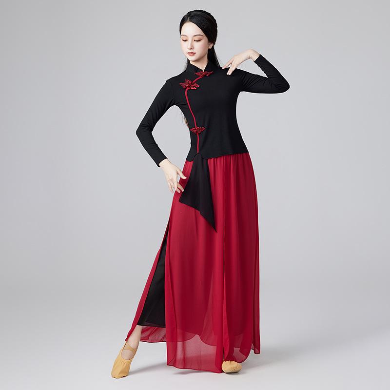 

Комплект костюма для бальных танцев из шифона со средним рукавом L (47.5-52.5 kg)