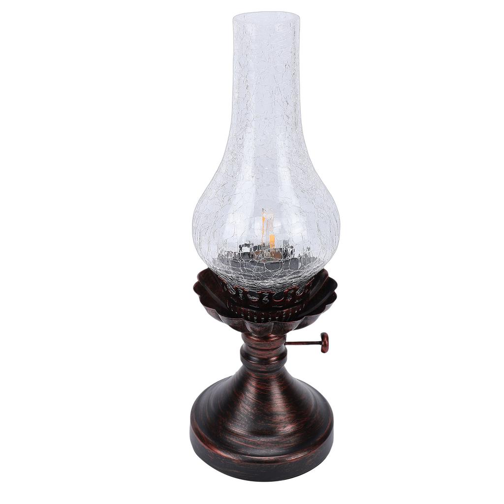 Vintage Table Lamp with Crackled Glass Shade 40W E27 Rustic Small Antique Desk Lamp Bedside Decor for Farmhouse Bedroom