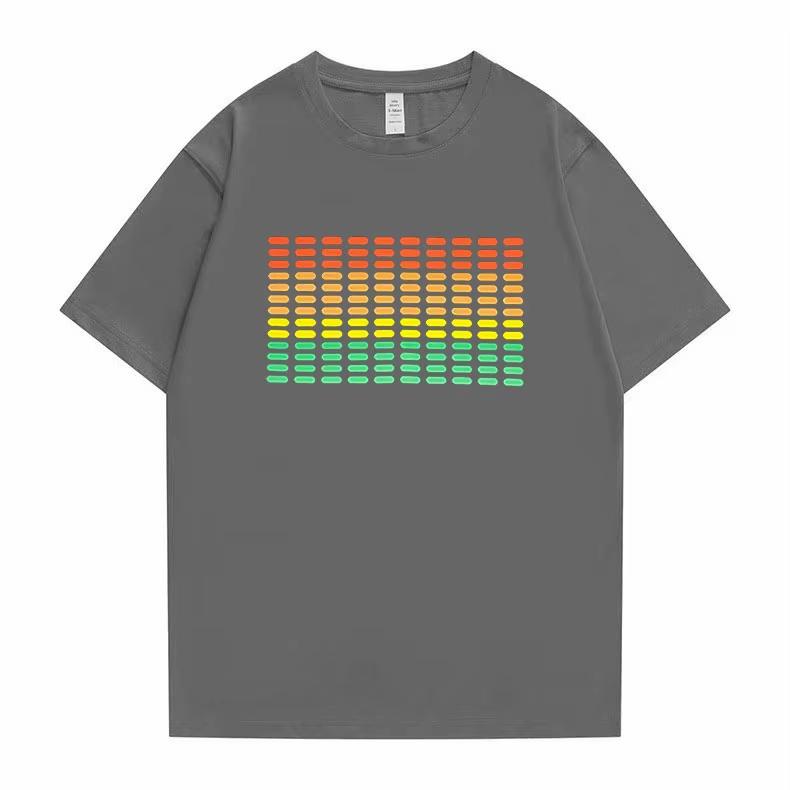 Popolare Equalizzatore Attivo al Suono El Tshirt Equalizzatore Light Up Down Led Tshirt Lampeggiante Attivato dalla Musica T-shirt a LED Unisex Unisex Tee
