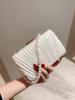 Ladies casual Pleated Design Satin Box Dinner Bag Faux Pearl Handbag Romantic Wedding Bag Bridal Bag Banquet Bag Evening Bag Prom Bag Chain Bag