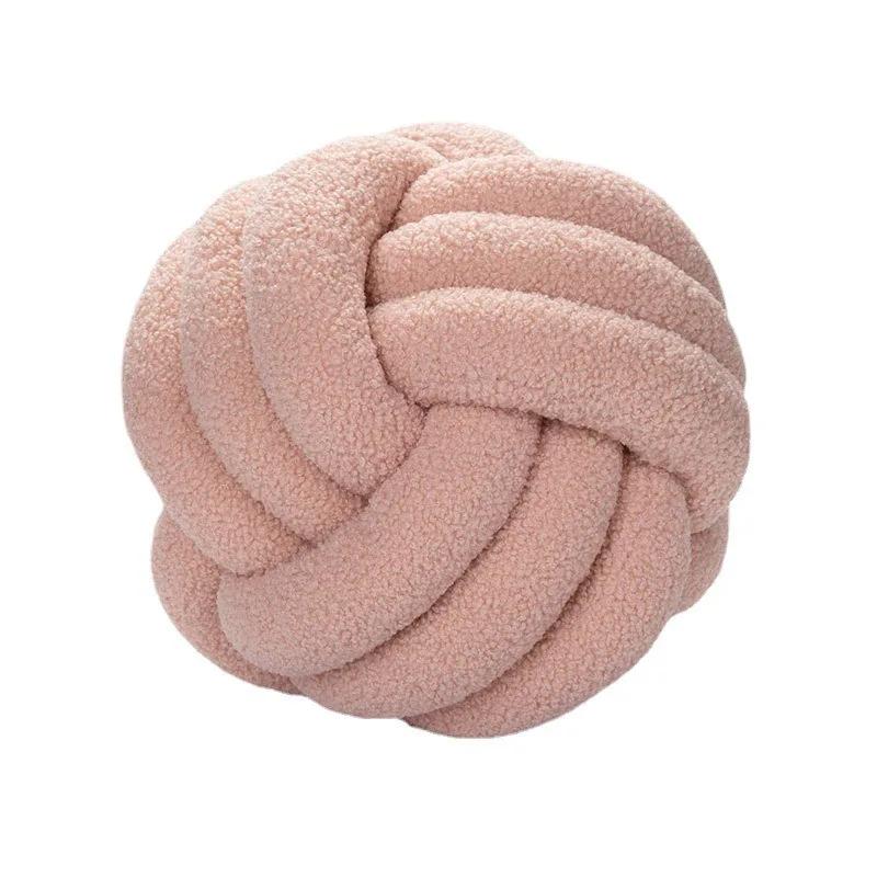 Nordic Latest Style Hand Woven Lamb Wool Round Pillow Braided Household Decor Sofa Backrest Cushion Cozy Living Room Bedroom