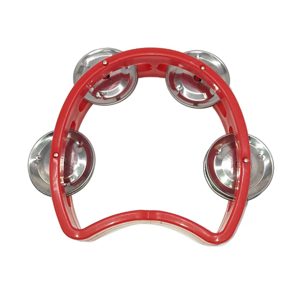 Tambourine Plastic Handheld Percussion 4 Bells Kids Musical Rhythm Instrument for School Party Concert Red