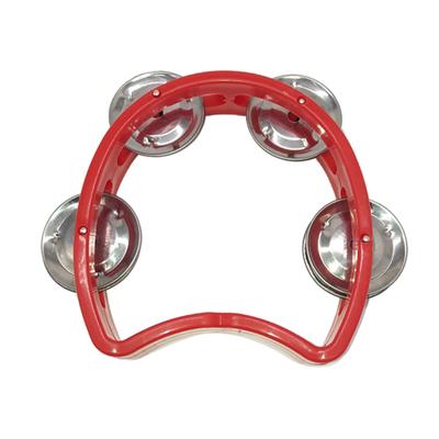 Tamburină Plastică Portabilă Percuție 4 Clopoței Instrument Muzical de Ritm pentru Copii pentru Petrecere Școlară Concert Roșu