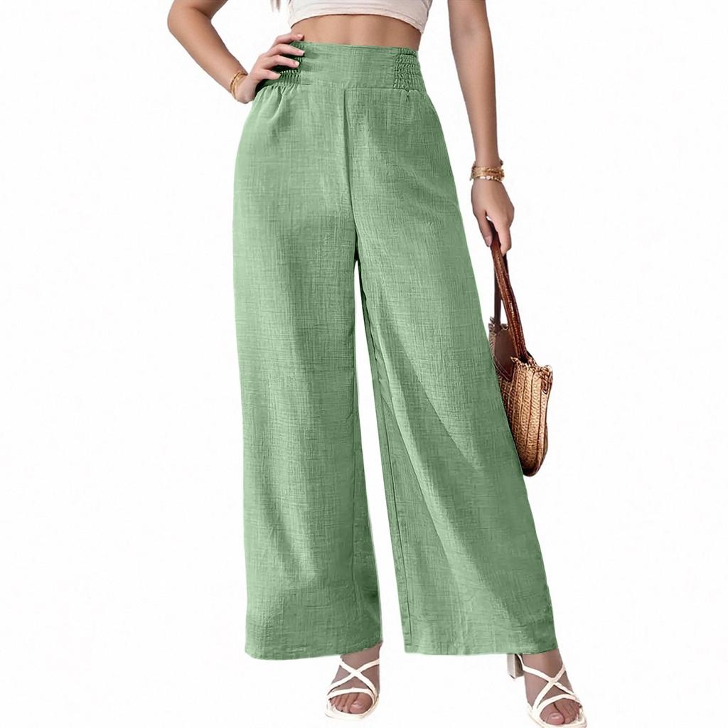 Damen Sommer Weitbein Hose - Leichte Atmungsaktive Locker Sitzende Hose