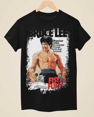Punhos de Fúria - Camiseta Preta Unisex Inspirada no Cartaz do Filme Camiseta Unisex