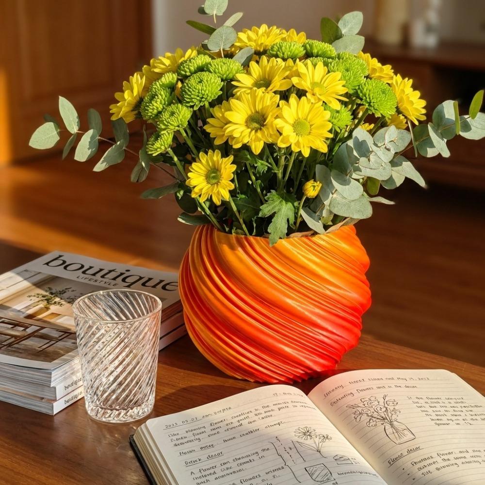Gradient Color 3D Printed Flower Vases Decorative Flowerpot Home Desktop Decorations