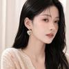 Silver Needle Retro Luxury Pleated Heart Earrings: Maillard Style, Unique Temperament for Women