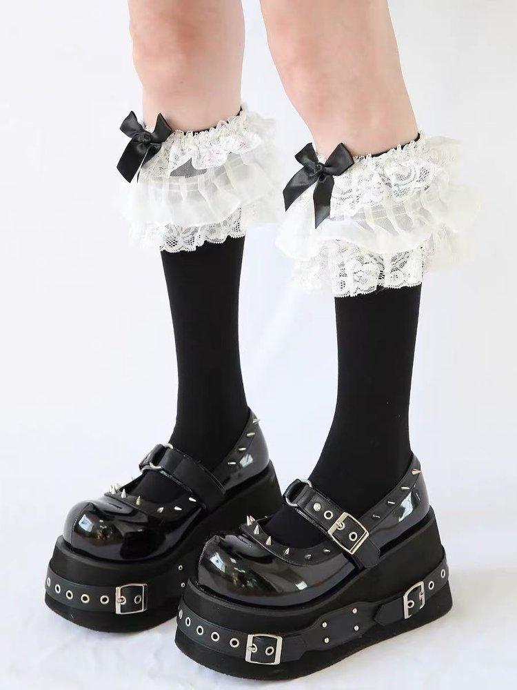 Gothic Rivet Muffin 10 CM Platform Mary Jane Shoes Punk Spice Girl Pu Leather Dark Shoes Women Y2K Subculture Lolita Shoes 35-42