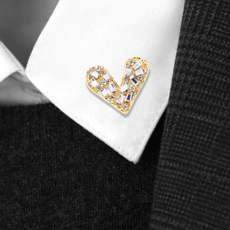 Romance Alloy Heart Brooch Decoration With Zircon Ideal For Dresses And Formal Attire