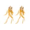 Fashion Alloy Floral Long-style Feather Tassel Earrings for Women, High-end Style Earrings