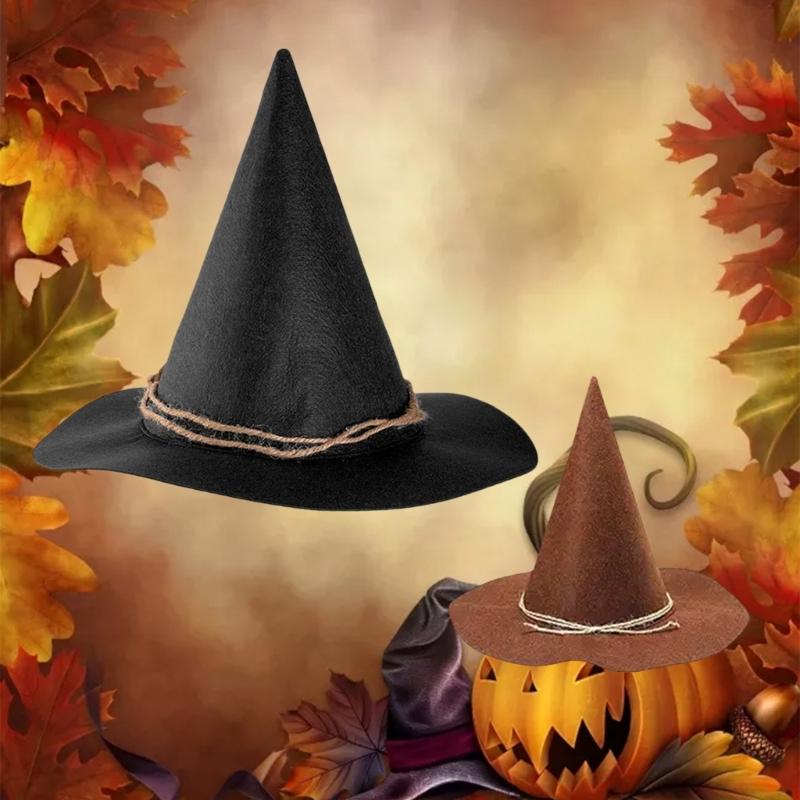 Retro Witch Hat Party Accessory Unique Black Wizard Hat Fashion Accessory