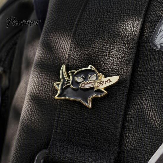 Daily Wear Brooch Cartoon Black Cat Pin, Enamel Animal Lapel Pin for Jewelry Men Women, Decorative Badge Clothing Bags Scarves Sweaters Pattern