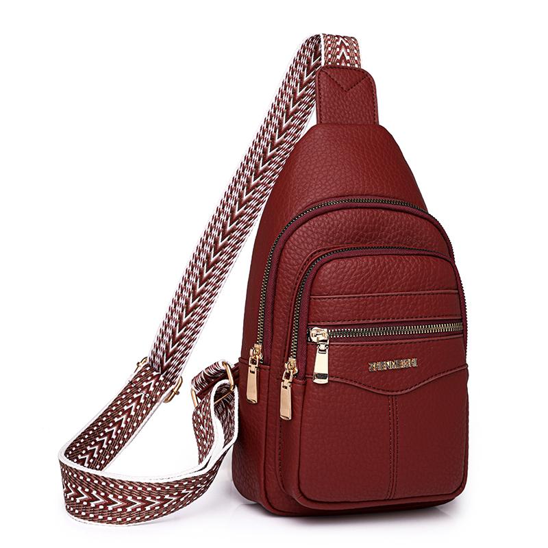 Měkká kožená náprsní taška Dámská crossbody taška Barevná taška přes rameno Sportovní taška přes rameno Dámská náprsní taška