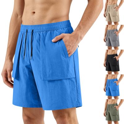 Men’s Lightweight Breathable Casual Shorts with Elastic Waist Drawstring and Large Side Pockets for Outdoor Activities
