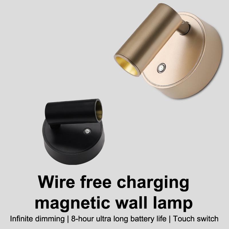 LED-Licht Magnetisch USB Wiederaufladbar Wandleuchte Strahler Kabellos Keine Verkabelung Kein Bohren Leselicht Schlafzimmer Nachttischleuchte