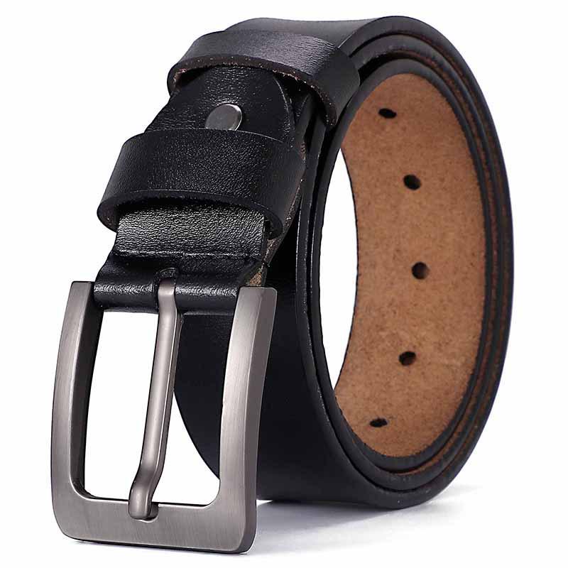 Men's Retro Pin Buckle Leather Belt - Genuine Cowhide, Plus Size