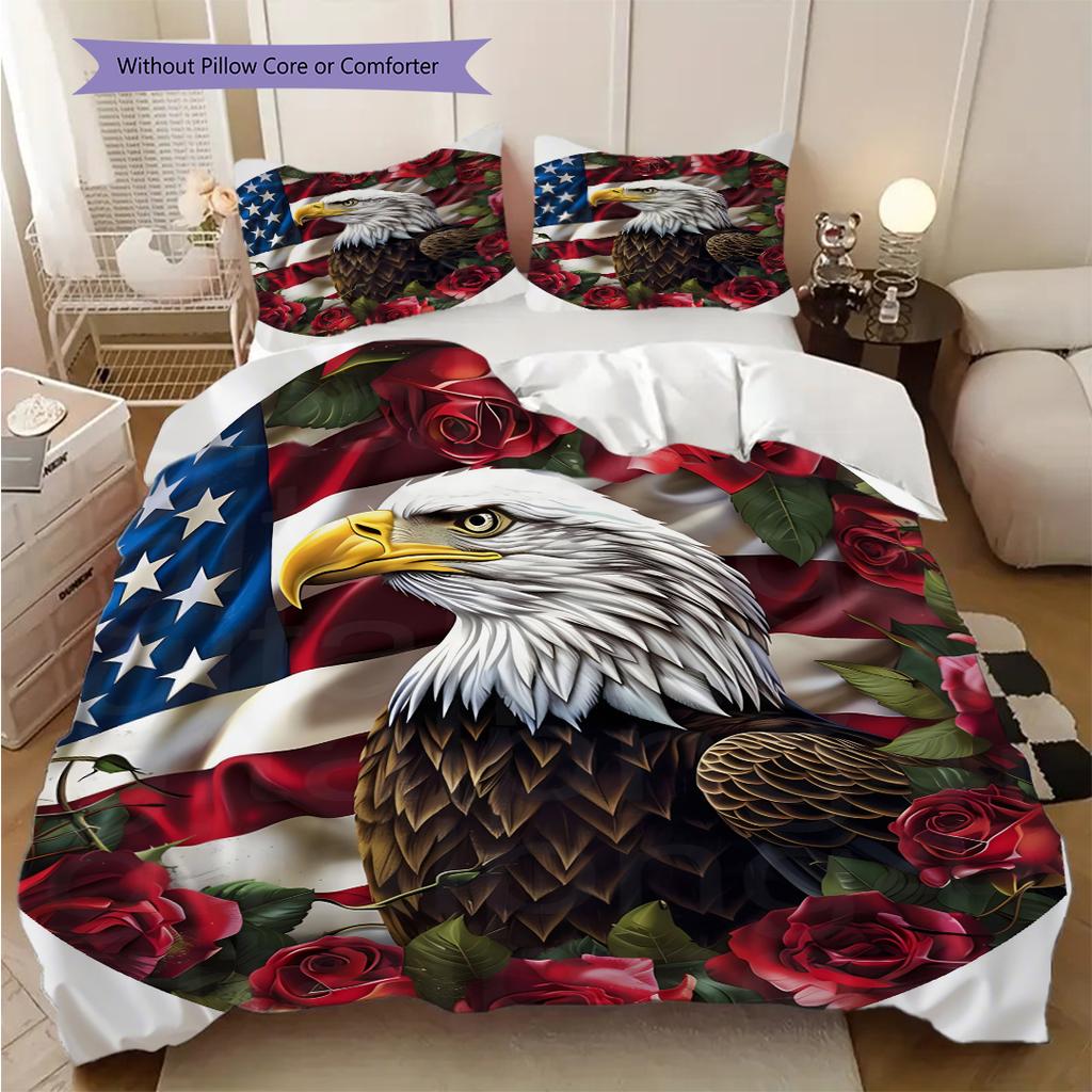 American Bald Eagle Poster Bedding, Duvet Cover, Pillowcase, Home Decoration, Birthday Gift (1 * Duvet Cover+2 * Pillowcase, Coreless)