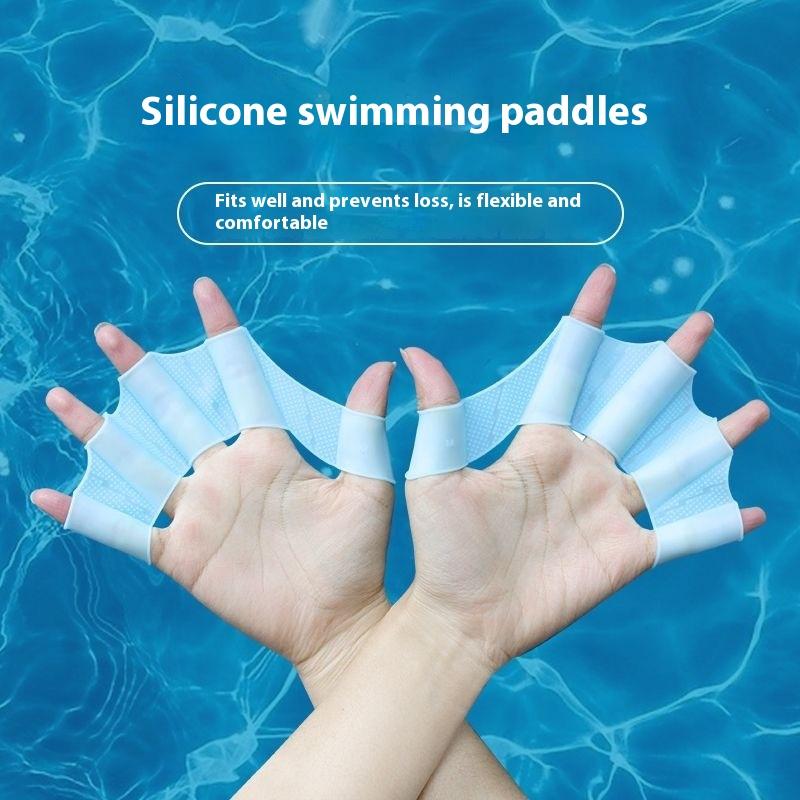 1pair Pool Sport Swim Paddles for Men Women Premium Silicone Finger Hand Flippers Children's Training