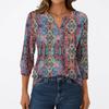 Women's Fashion Casual 3/4 Sleeve T-Shirt Prints V-Neck Button Top