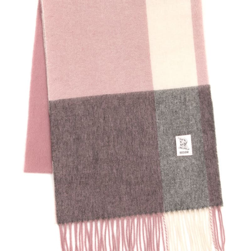 RECLOW RECLOW LAND 100% Cashmere Check Muffler Pink Gray