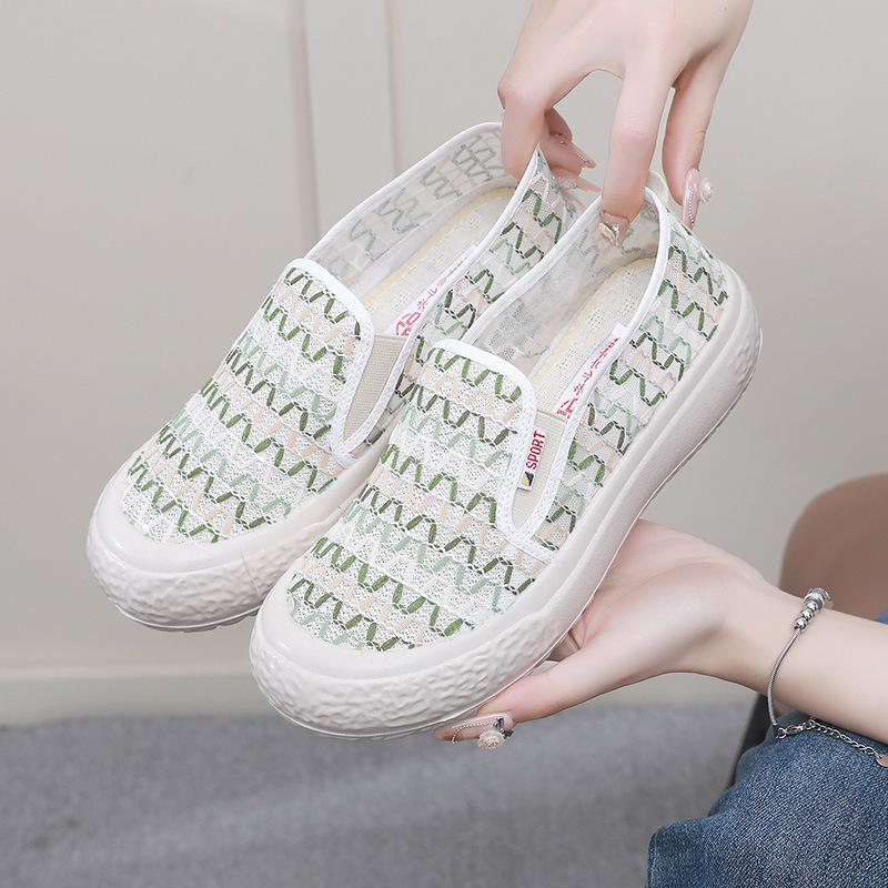 

Женские повседневные кроссовки с нескользящей сеткой, дышащая летняя прогулочная обувь, спортивные лоферы, удобные кроссовки на платформе с круглым носком, модельные туфли для женщин 41 зелёный