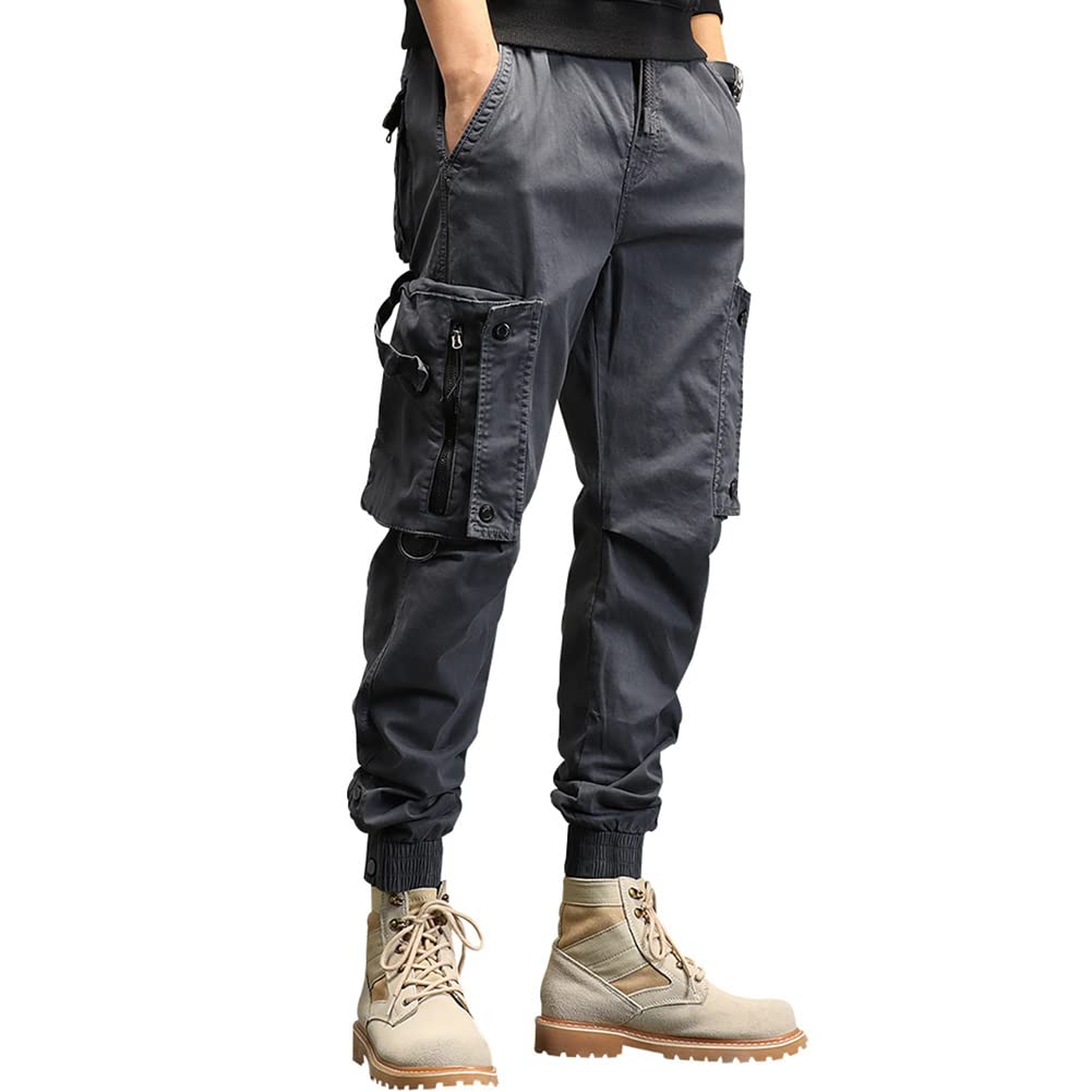 

Netero Military Army Cargo Solid Cotton Tactical Pants with Adjustable Fashionable for and Men s Pants, Drawstring, Summer, Spring, Autumn, Winter, сірий колір