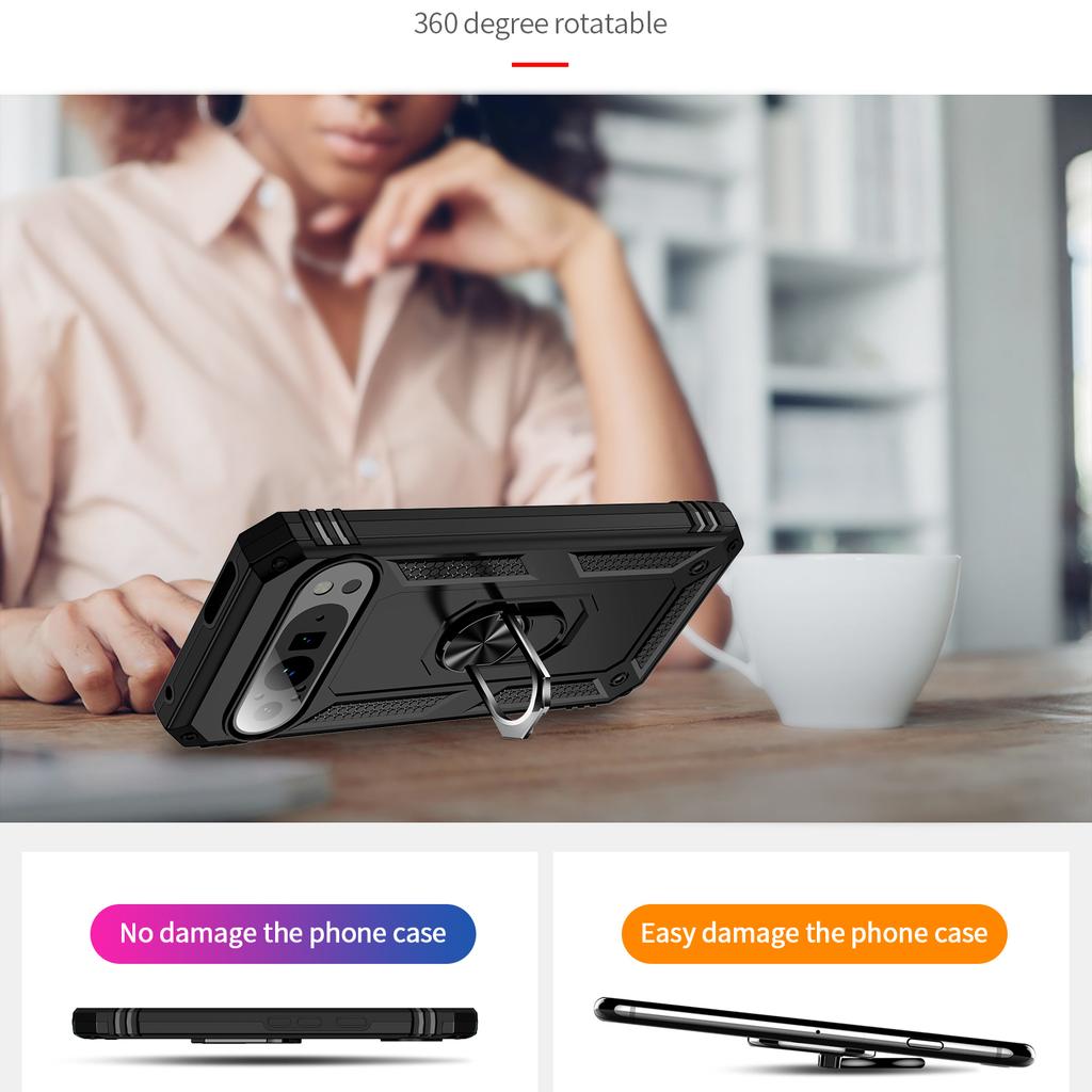 For Google Pixel 9 Pro XL Case Shockproof Kickstand PC+TPU Phone Cover