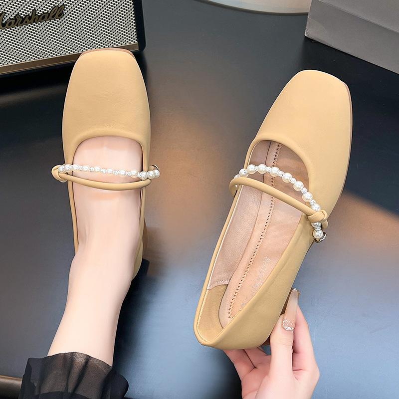 

Темпераментные туфли-лодочки женские новые весна-осень 2025 с мелким вырезом, квадратным носком, низким каблуком, туфли под юбку 39